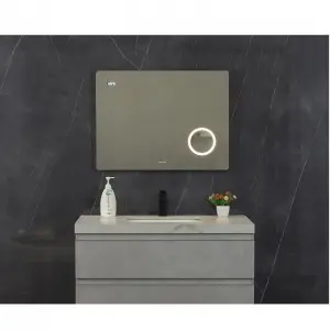 TH-45C square Smart Mirror with clock&3X magnifier